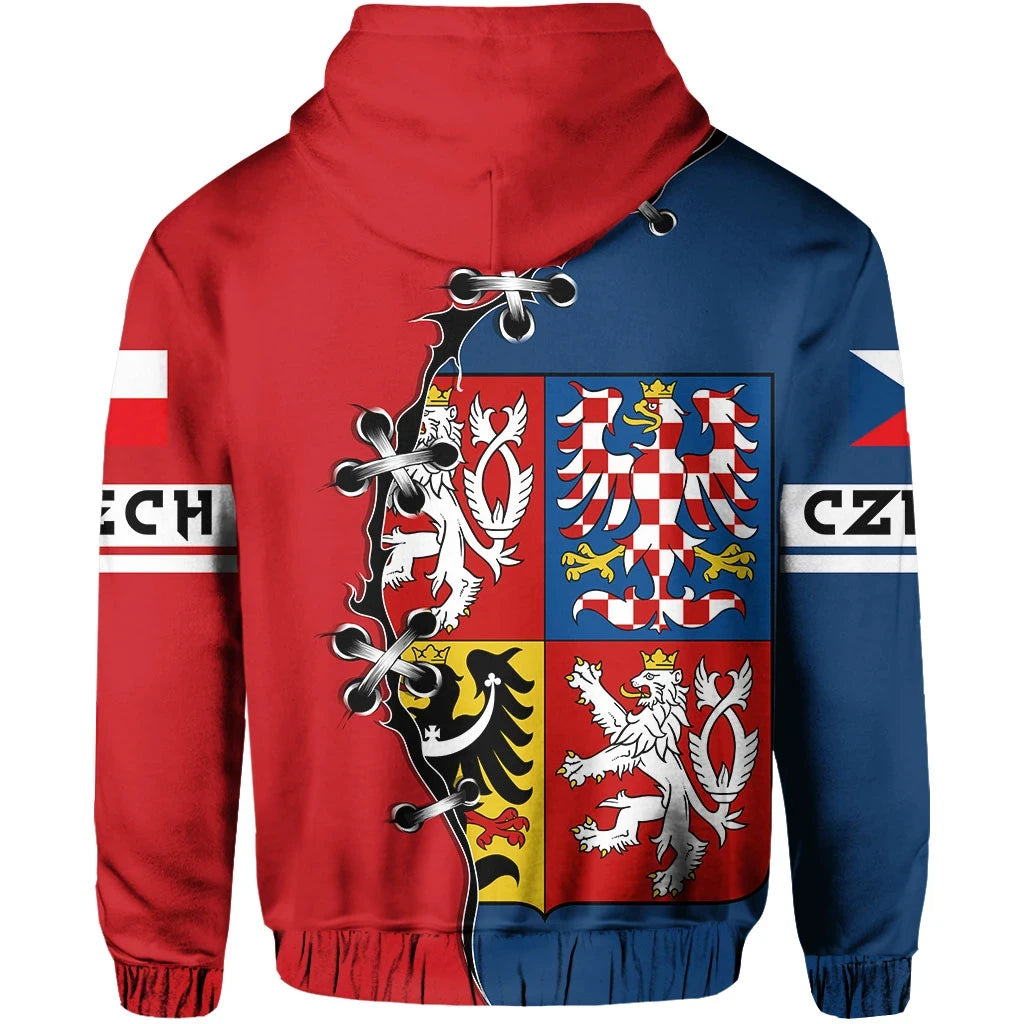 Czech Republic Hoodie Zip Lion Coat Ofrms RLT13 - Wonder Print Shop