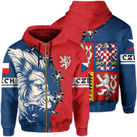 Czech Republic Hoodie Zip Lion Coat Ofrms RLT13 - Wonder Print Shop