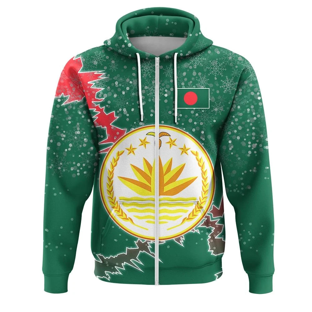 Bangladesh Christmas Coat Of Arms Zip Up Hoodie X Style RLT6 - Wonder Print Shop