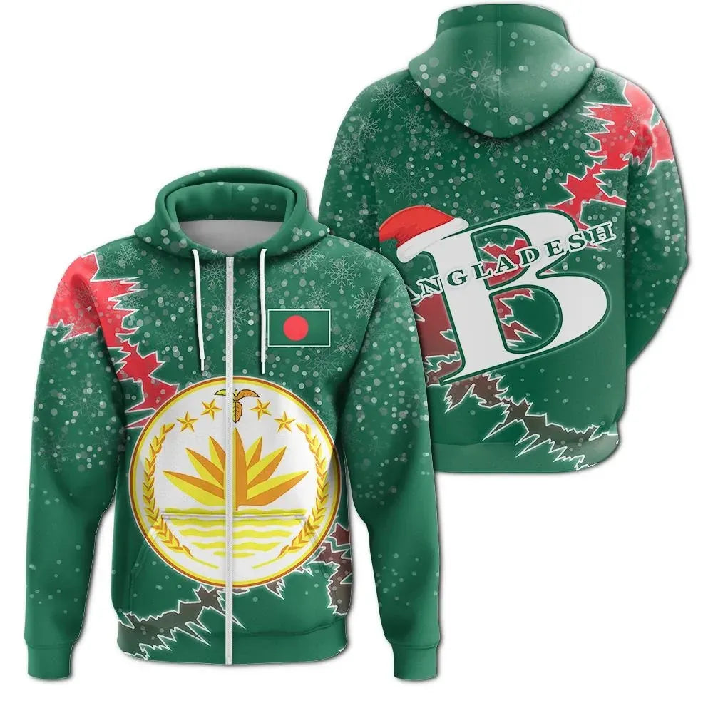 Bangladesh Christmas Coat Of Arms Zip Up Hoodie X Style RLT6 - Wonder Print Shop