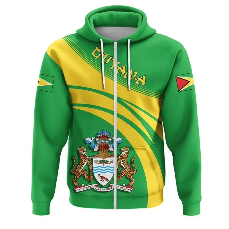 Guyana Coat of Arms Zip Hoodie Cricket Style RLT8 - Wonder Print Shop