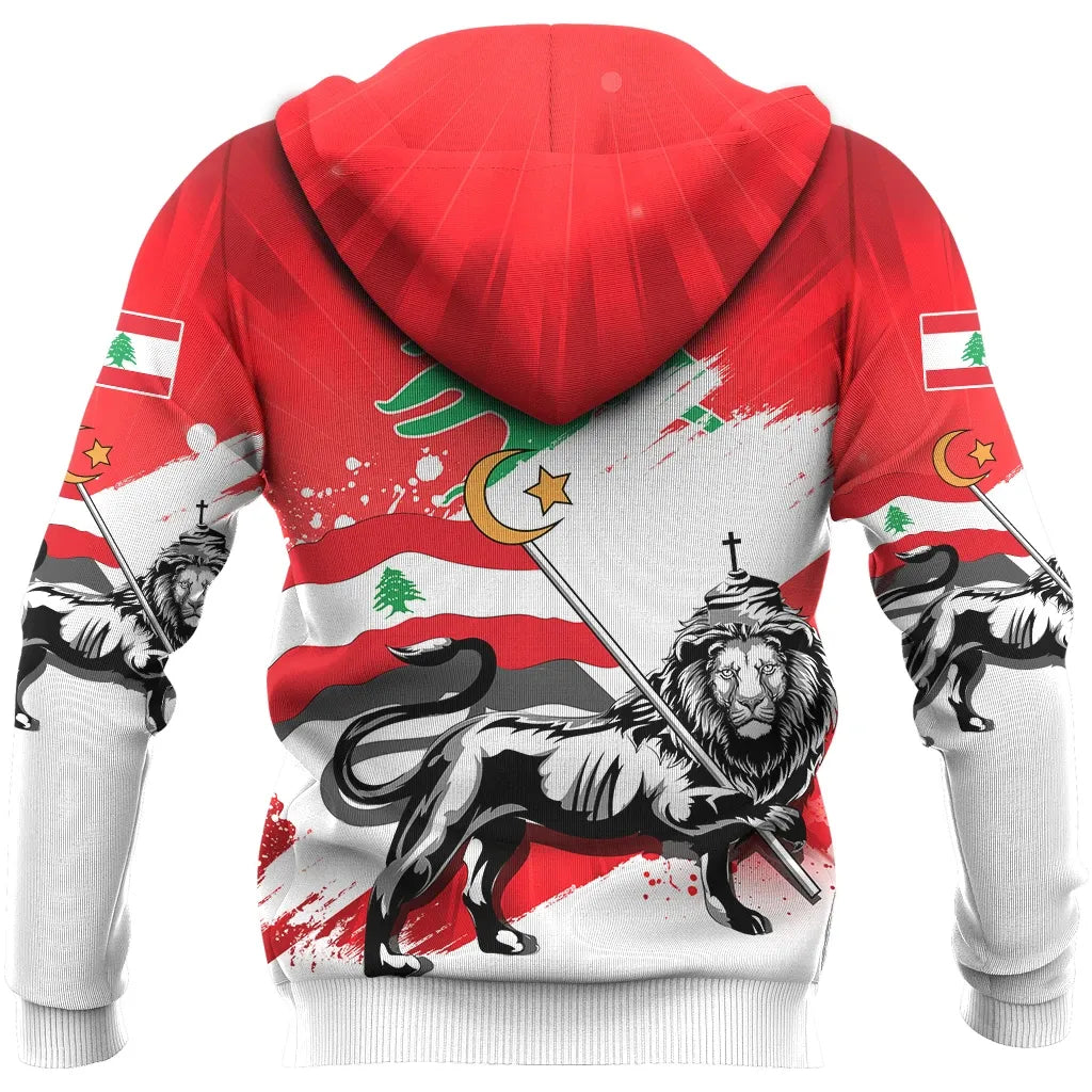 Lebanon Zip Hoodie Lebanese Lion Tattoo RLT6 - Wonder Print Shop