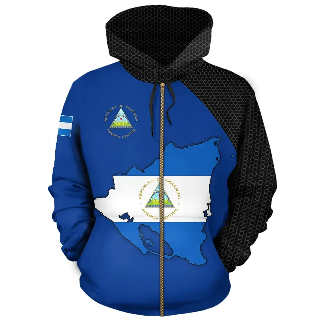 Nicaragua Map Zip Hoodie RLT8 - Wonder Print Shop