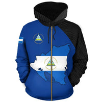 Nicaragua Map Zip Hoodie RLT8 - Wonder Print Shop