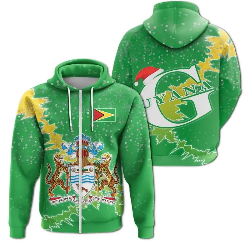 Guyana Christmas Coat of Arms Zip Up Hoodie X Style RLT8 - Wonder Print Shop