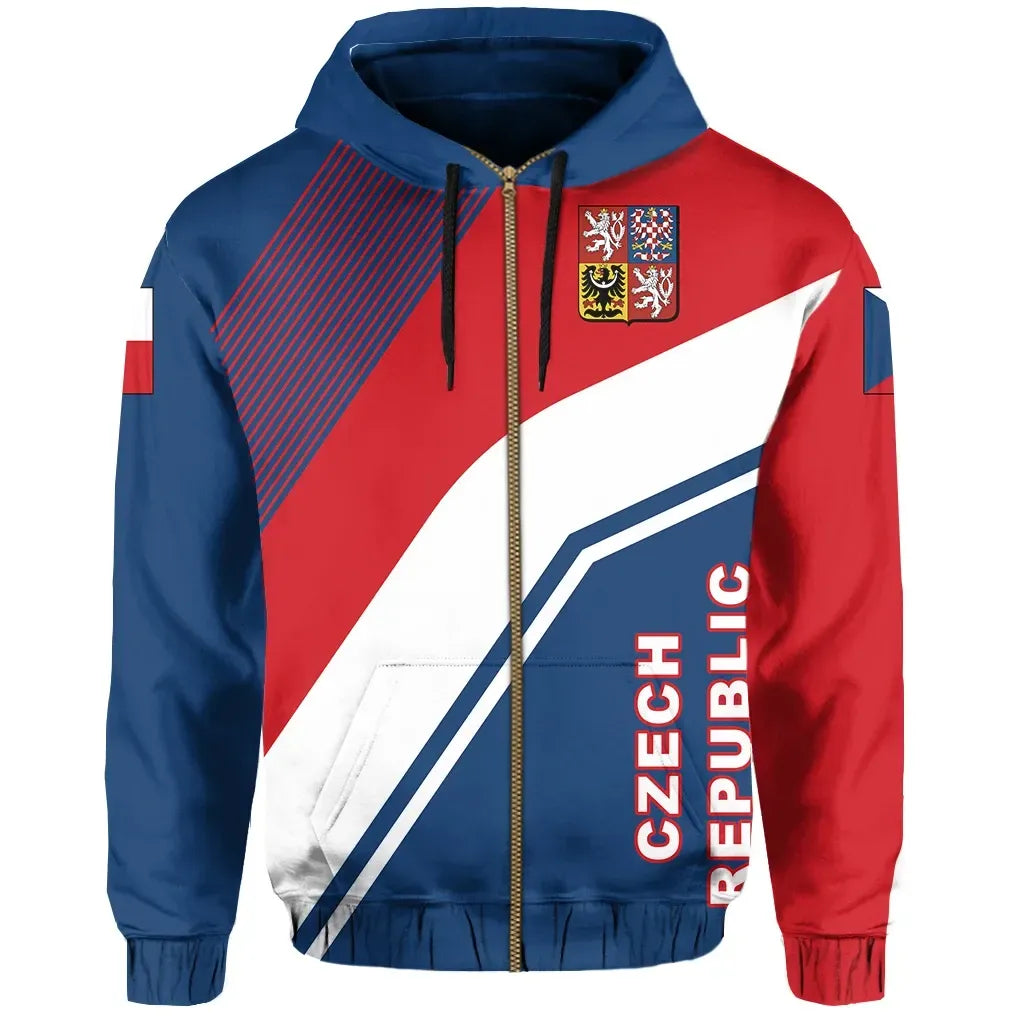 Czech Republic Flag Zip Up Hoodie Rambo Style RLT13 - Wonder Print Shop