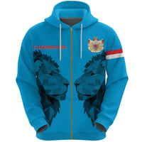 Luxembourg Zip Up Hoodie Double Lion RLT6 - Wonder Print Shop