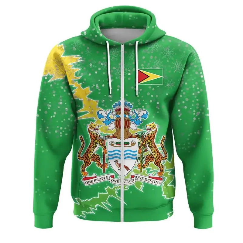 Guyana Christmas Coat of Arms Zip Up Hoodie X Style RLT8 - Wonder Print Shop