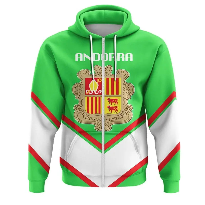 Andorra Coat Of Arms Zip Hoodie Lucian Style RLT8 - Wonder Print Shop