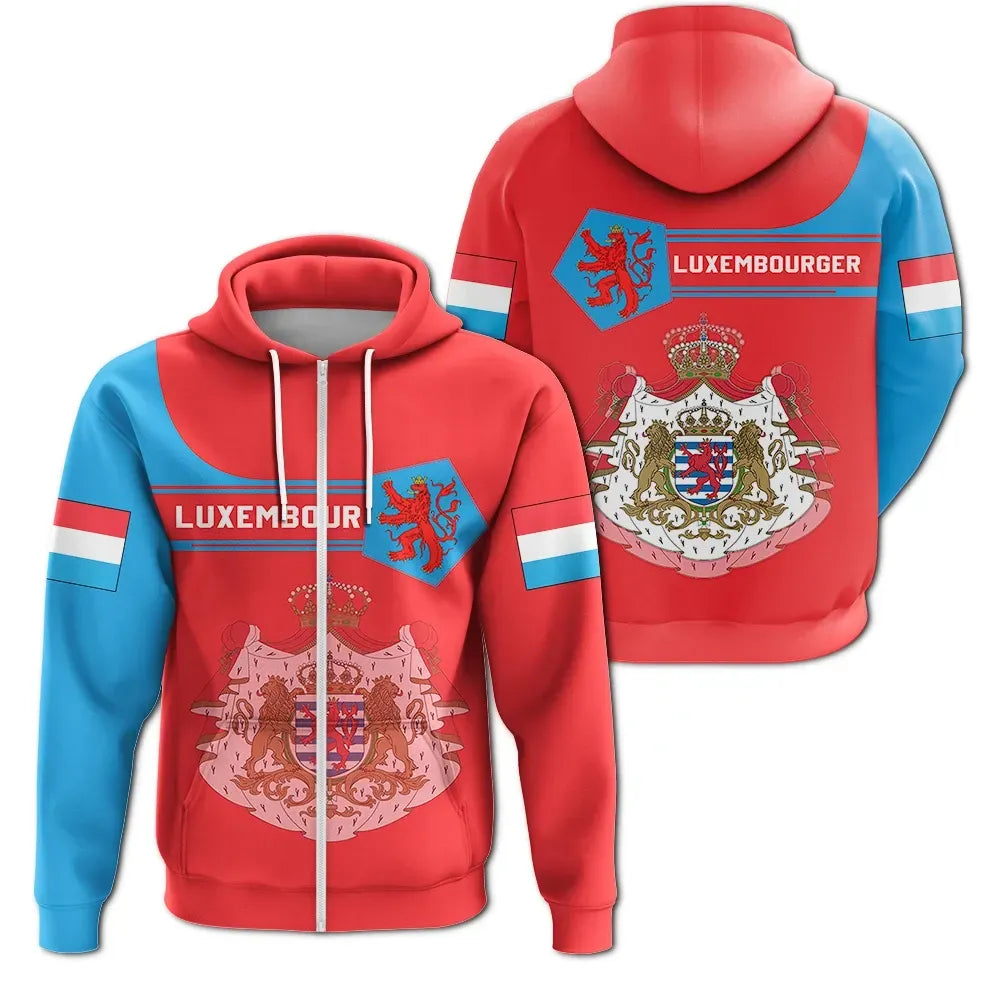 Luxembourg Coat Of Arms Zip Up Hoodie Simple Style8 RLT6 - Wonder Print Shop