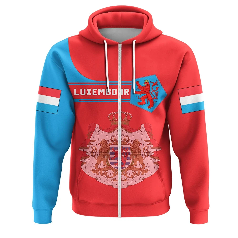 Luxembourg Coat Of Arms Zip Up Hoodie Simple Style8 RLT6 - Wonder Print Shop