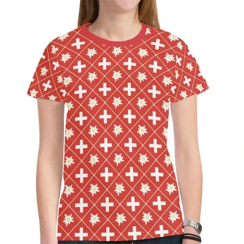 Switzerland T Shirt Switzerland Flag Pattern RLT13 - Wonder Print Shop
