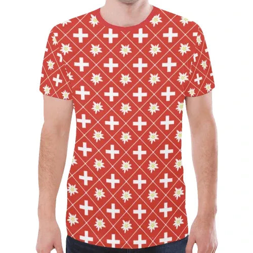 Switzerland T Shirt Switzerland Flag Pattern RLT13 - Wonder Print Shop