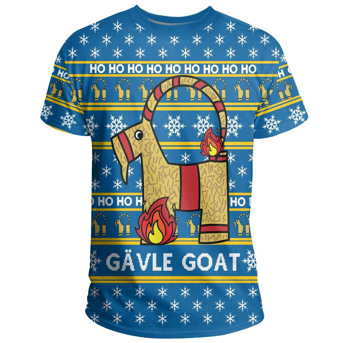 Gavle Goat Sweden T Shirt Swedish Yule Goat Blue RLT7 - Wonder Print Shop