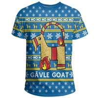 Gavle Goat Sweden T Shirt Swedish Yule Goat Blue RLT7 - Wonder Print Shop