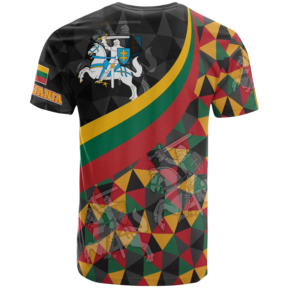 Lithuania T Shirt Lithuania Coat Of Arms with Flag Color 18 RLT6 - Wonder Print Shop