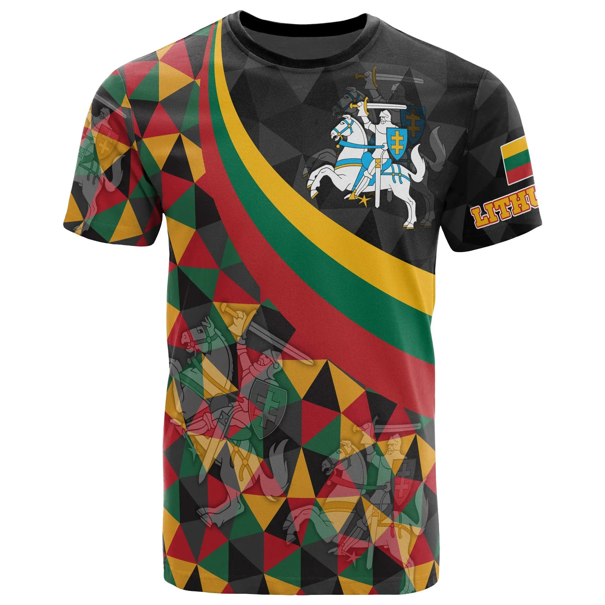 Lithuania T Shirt Lithuania Coat Of Arms with Flag Color 18 RLT6 - Wonder Print Shop