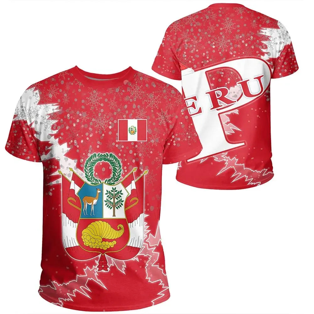 Peru Christmas Coat Of Arms T Shirt X Style RLT7 - Wonder Print Shop