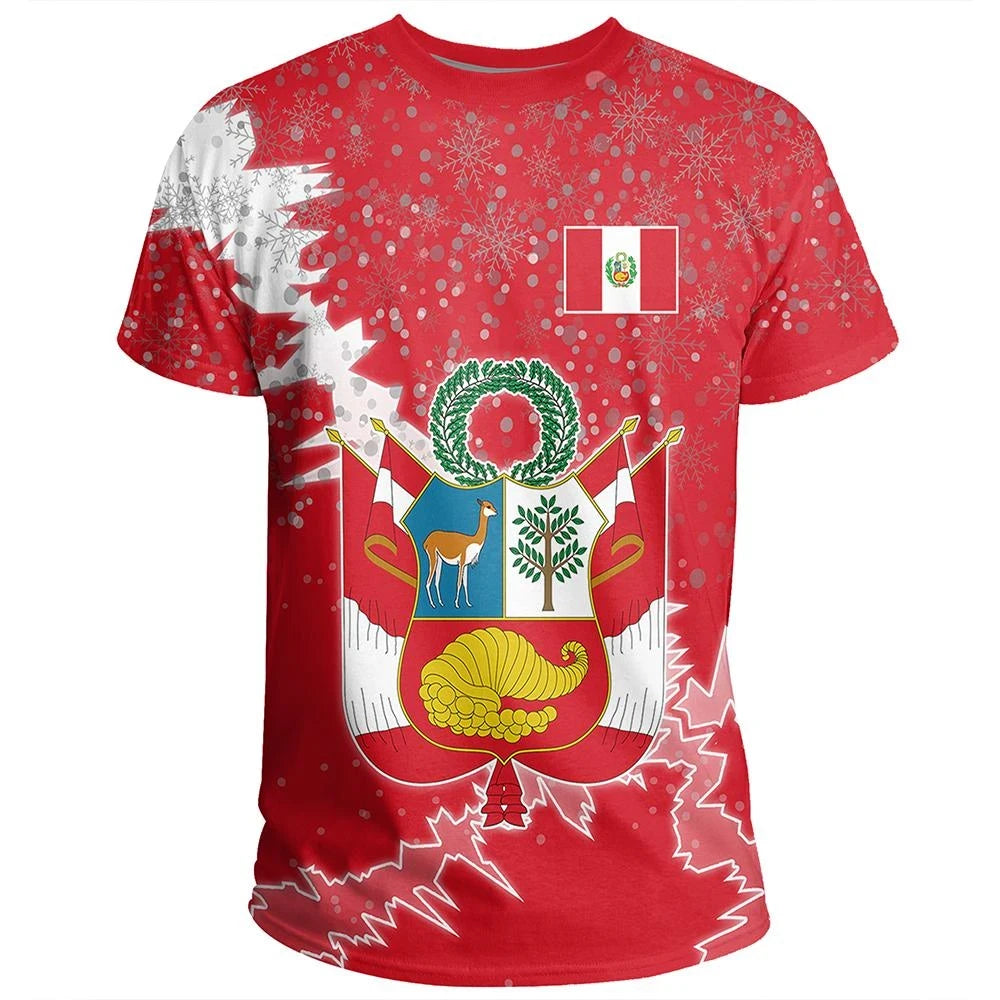 Peru Christmas Coat Of Arms T Shirt X Style RLT7 - Wonder Print Shop