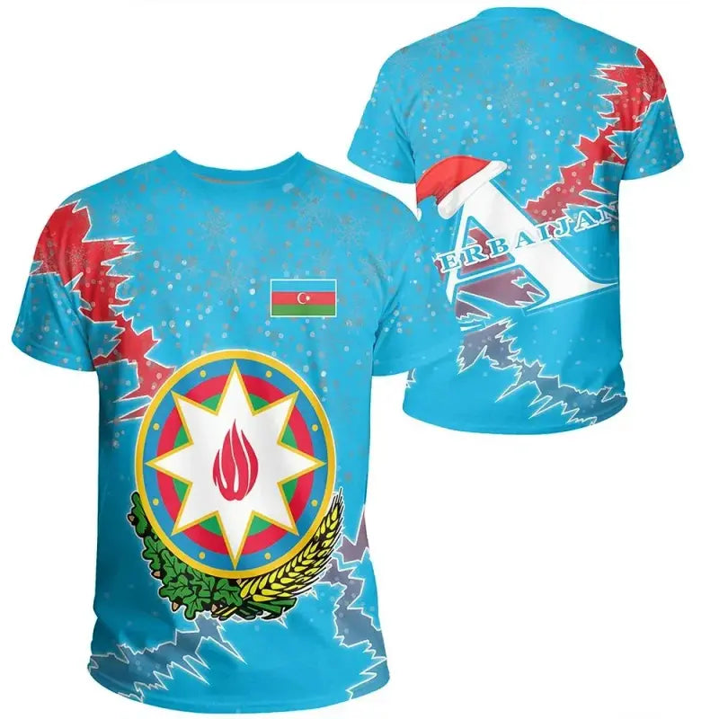 Azerbaijan Christmas Coat Of Arms T Shirt X Style RLT8 - Wonder Print Shop