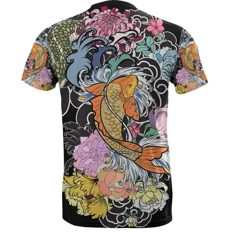 Koi Fish and Dragon Tattoo Style T Shirt RLT8 - Wonder Print Shop