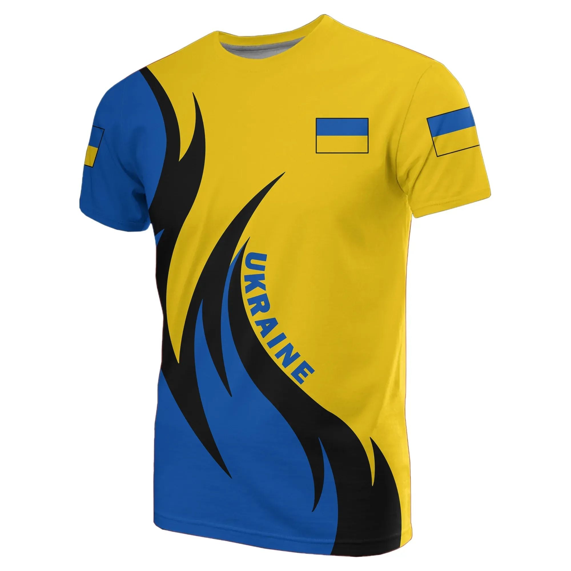 Ukraine Coat Of Arms T Shirt Fire Style RLT7 - Wonder Print Shop