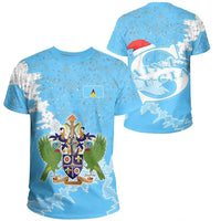 Saint Lucia Christmas Coat Of Arms T Shirt X Style8 RLT6 - Wonder Print Shop