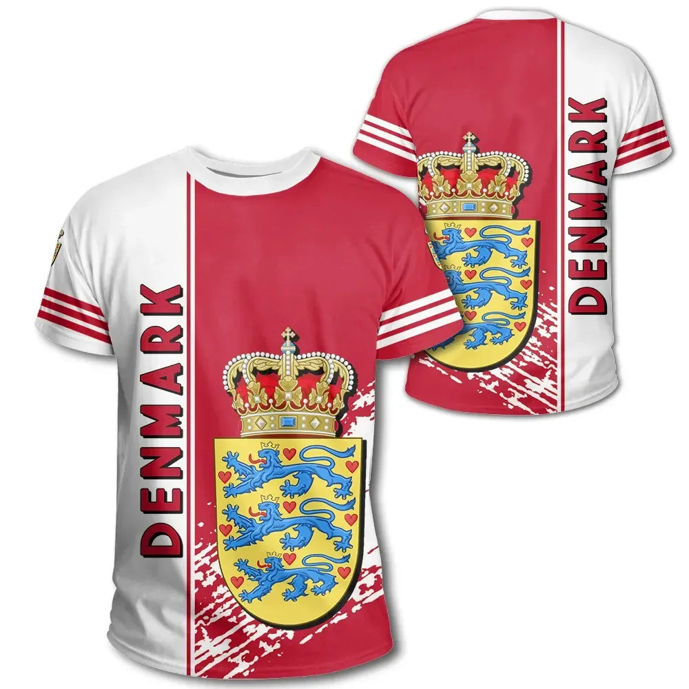 Denmark Coat Of Arms T Shirt Quarter Style RLT13 - Wonder Print Shop