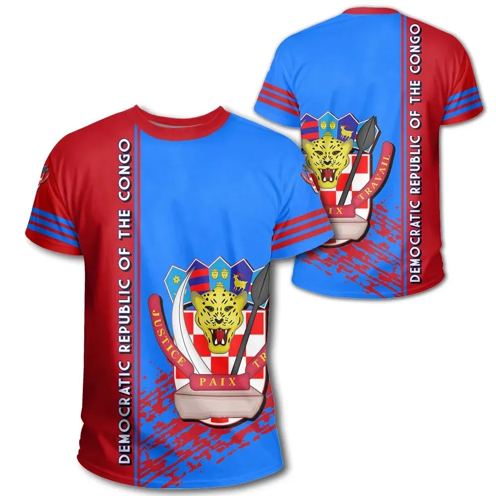 Democratic Republic Of The Congo Coat Of Arms T Shirt Quarter Style RLT13 - Wonder Print Shop