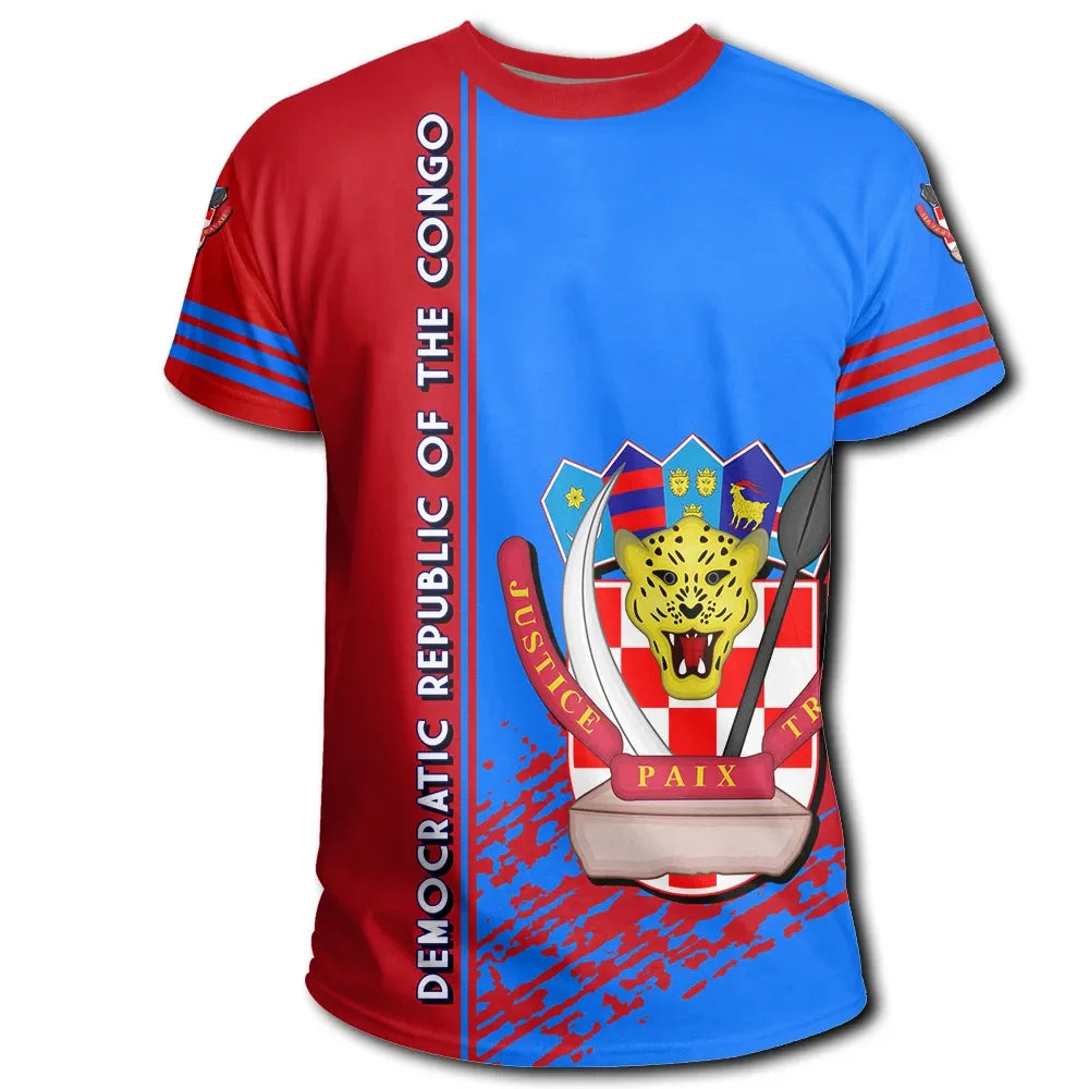 Democratic Republic Of The Congo Coat Of Arms T Shirt Quarter Style RLT13 - Wonder Print Shop