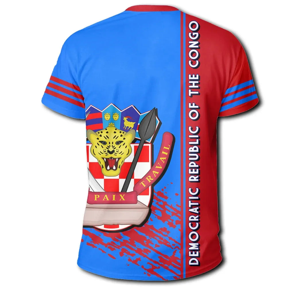 Democratic Republic Of The Congo Coat Of Arms T Shirt Quarter Style RLT13 - Wonder Print Shop