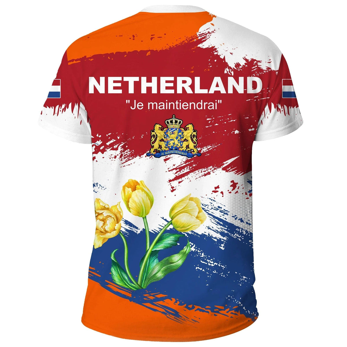 Netherlands T Shirt Netherlands Flag Brush RLT7 - Wonder Print Shop