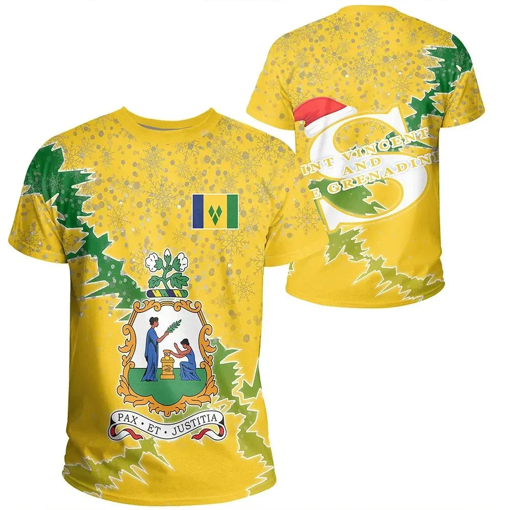 Saint Vincent and the Grenadines Christmas Coat Of Arms T Shirt X Style RLT13 - Wonder Print Shop