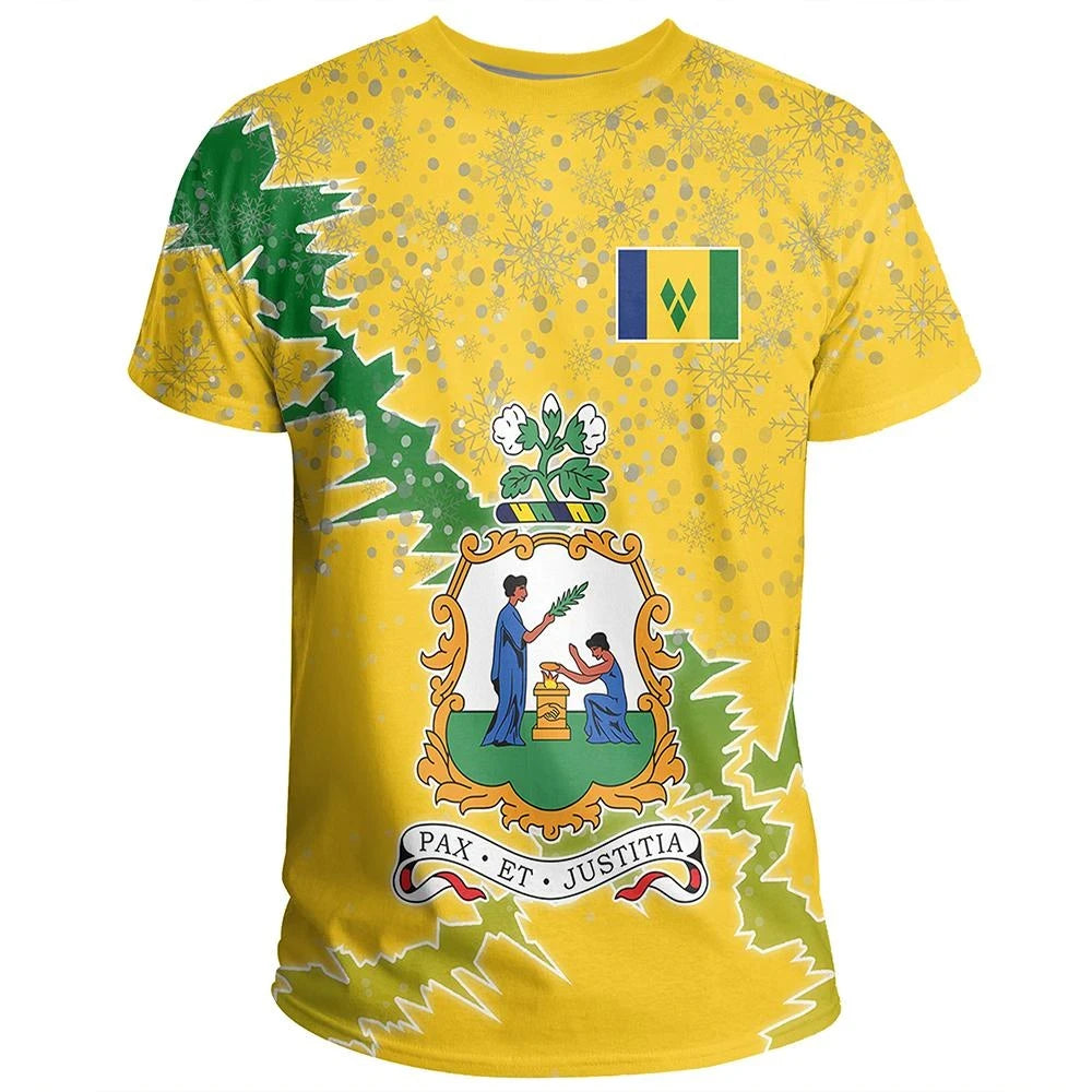 Saint Vincent and the Grenadines Christmas Coat Of Arms T Shirt X Style RLT13 - Wonder Print Shop
