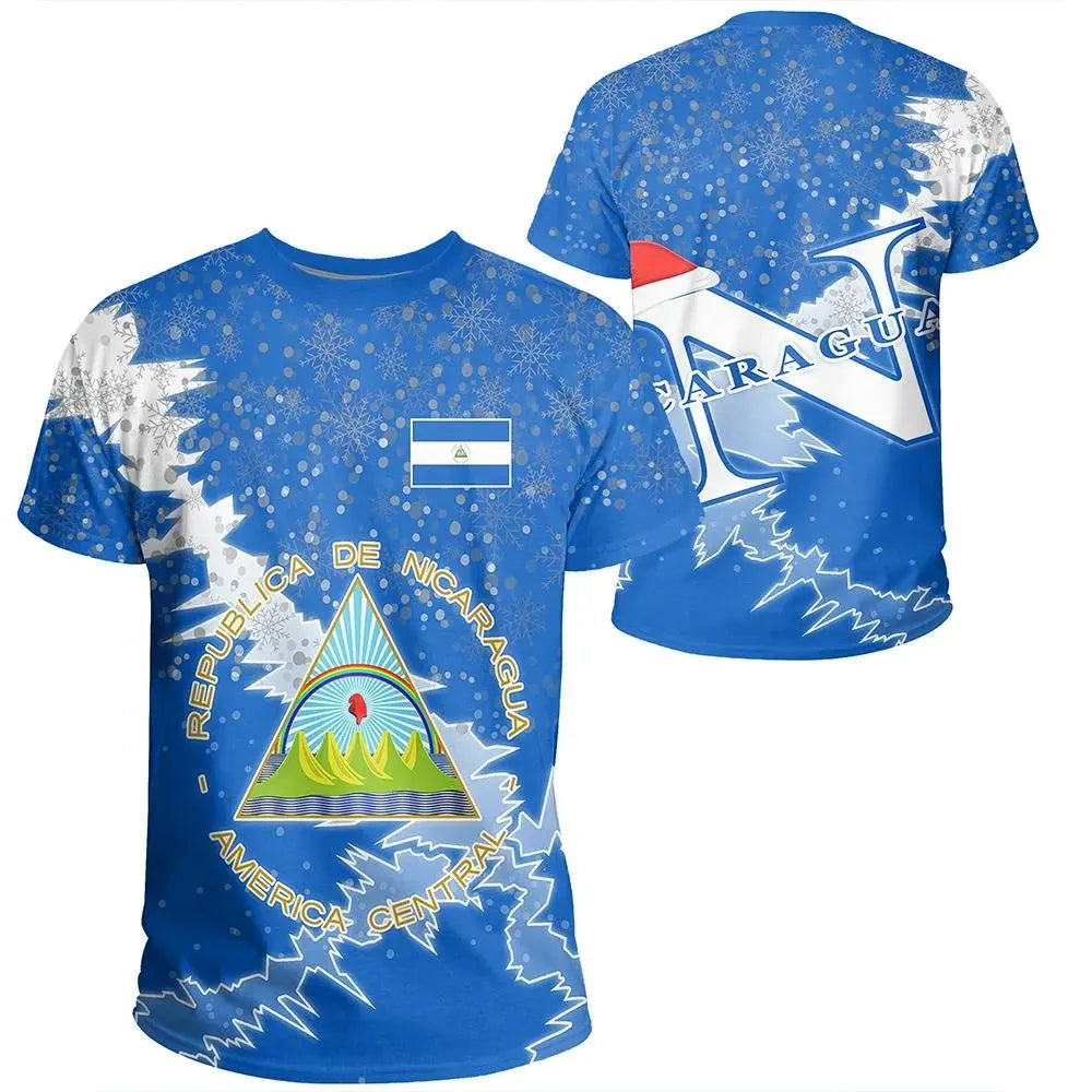 Nicaragua Christmas Coat Of Arms T Shirt X Style RLT8 - Wonder Print Shop