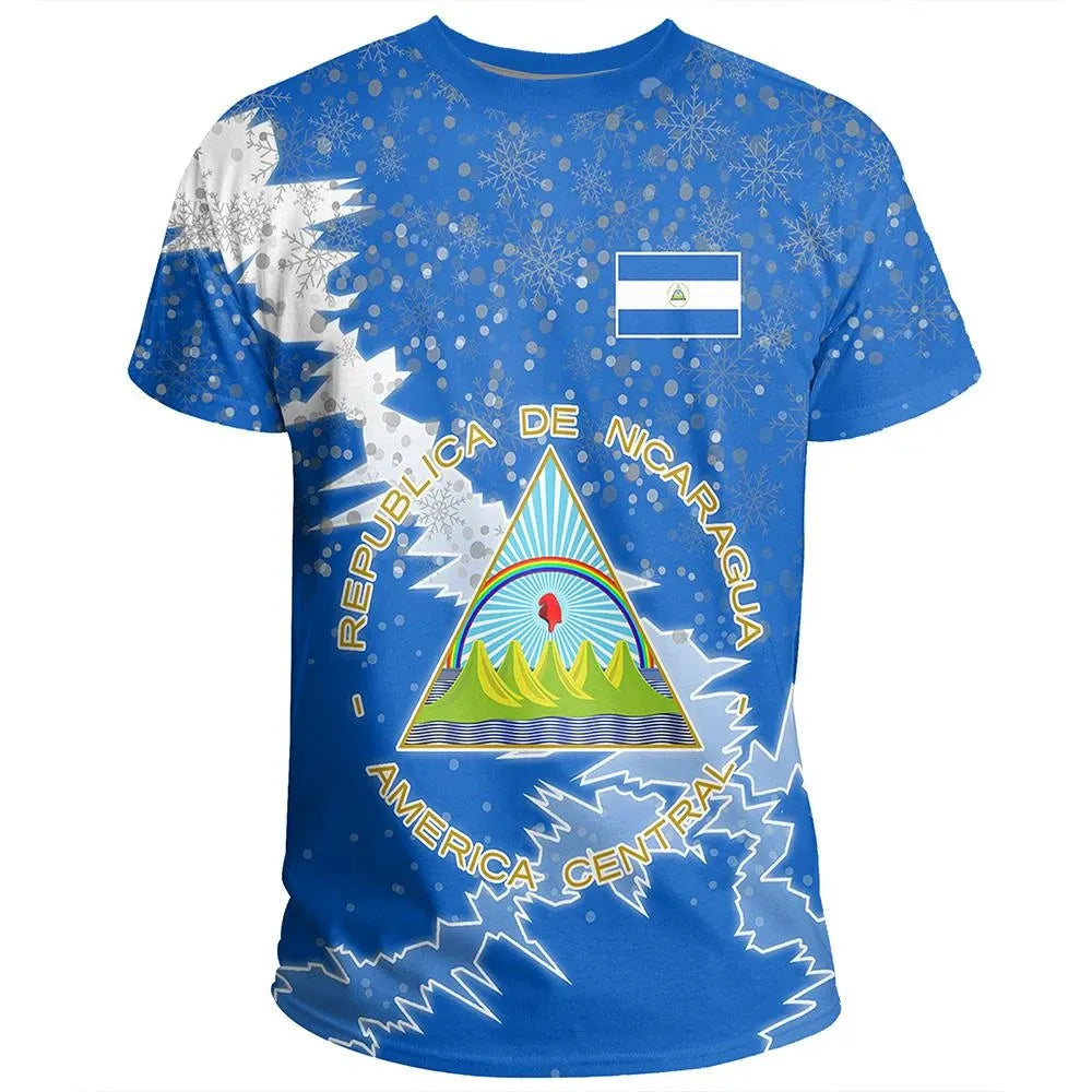 Nicaragua Christmas Coat Of Arms T Shirt X Style RLT8 - Wonder Print Shop