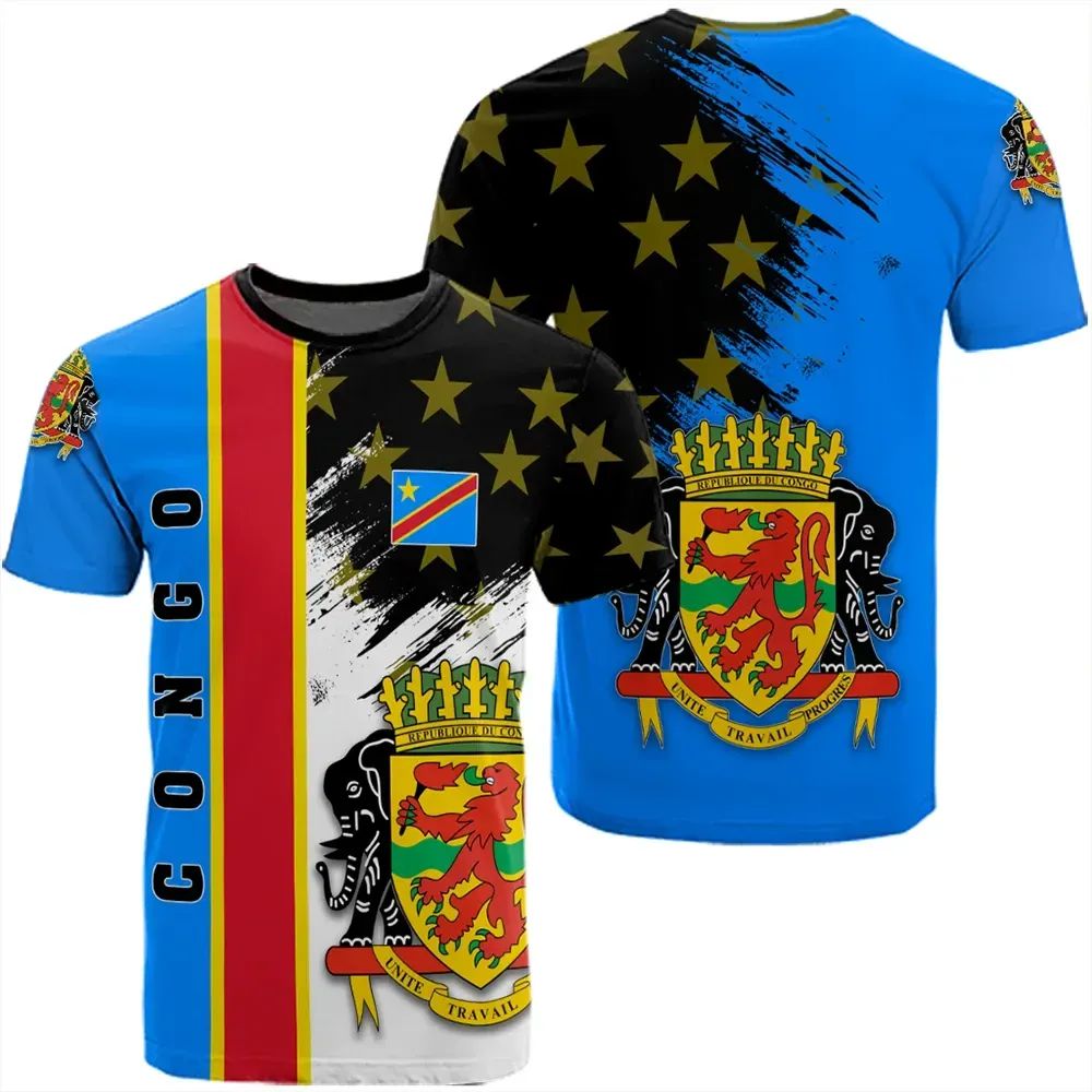 Congo Coat Of Arms T Shirt Flag Style RLT13 - Wonder Print Shop
