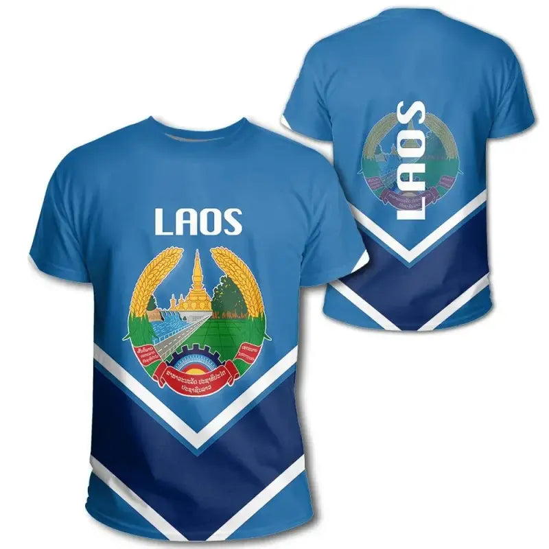 Laos Coat Of Arms T Shirt Lucian Style RLT8 - Wonder Print Shop