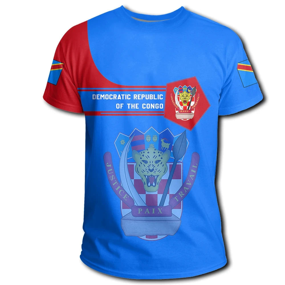 Democratic Republic Of The Congo Coat Of Arms T Shirt Simple Style RLT13 - Wonder Print Shop