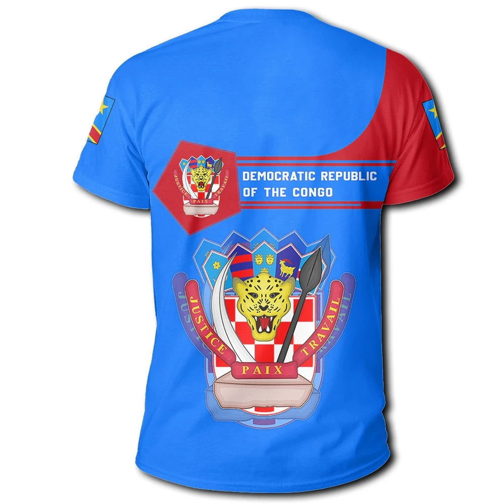 Democratic Republic Of The Congo Coat Of Arms T Shirt Simple Style RLT13 - Wonder Print Shop
