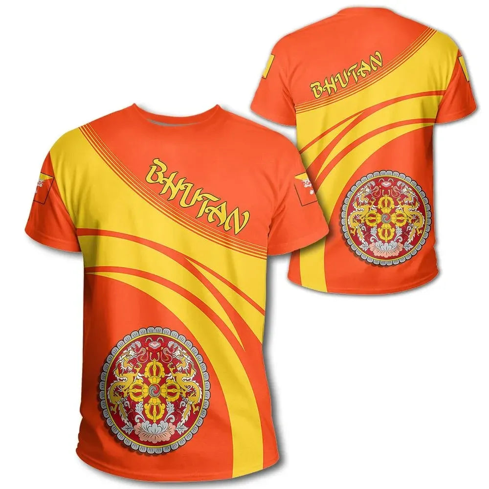 Bhutan Coat Of Arms T Shirt Cricket Style RLT6 - Wonder Print Shop