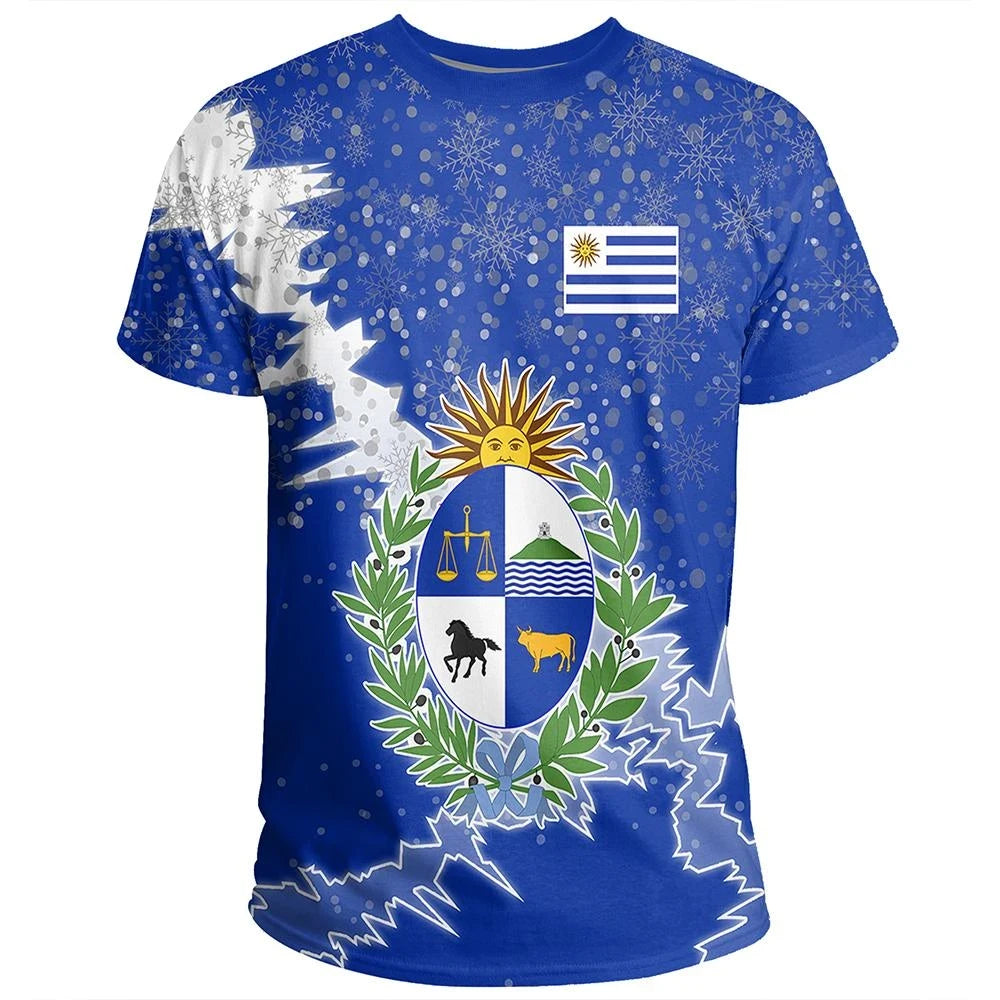 Uruguay Christmas Coat Of Arms T Shirt X Style8 RLT6 - Wonder Print Shop