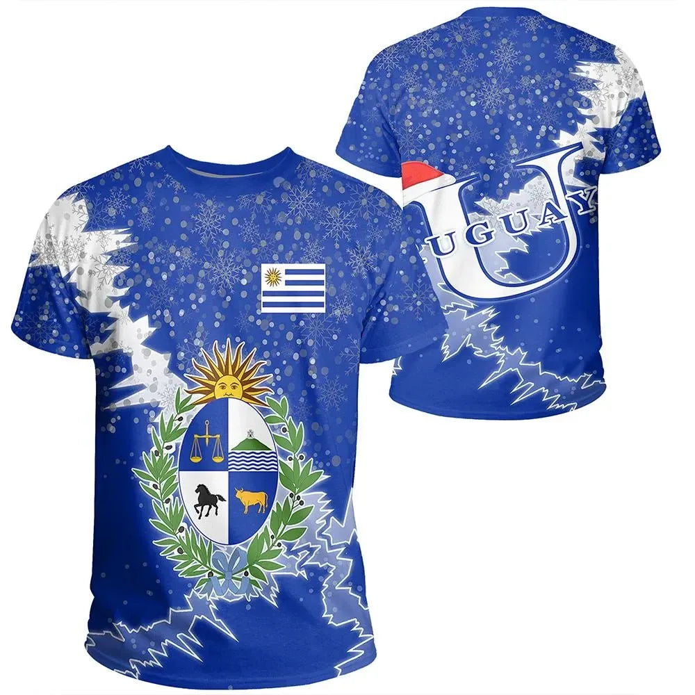 Uruguay Christmas Coat Of Arms T Shirt X Style8 RLT6 - Wonder Print Shop
