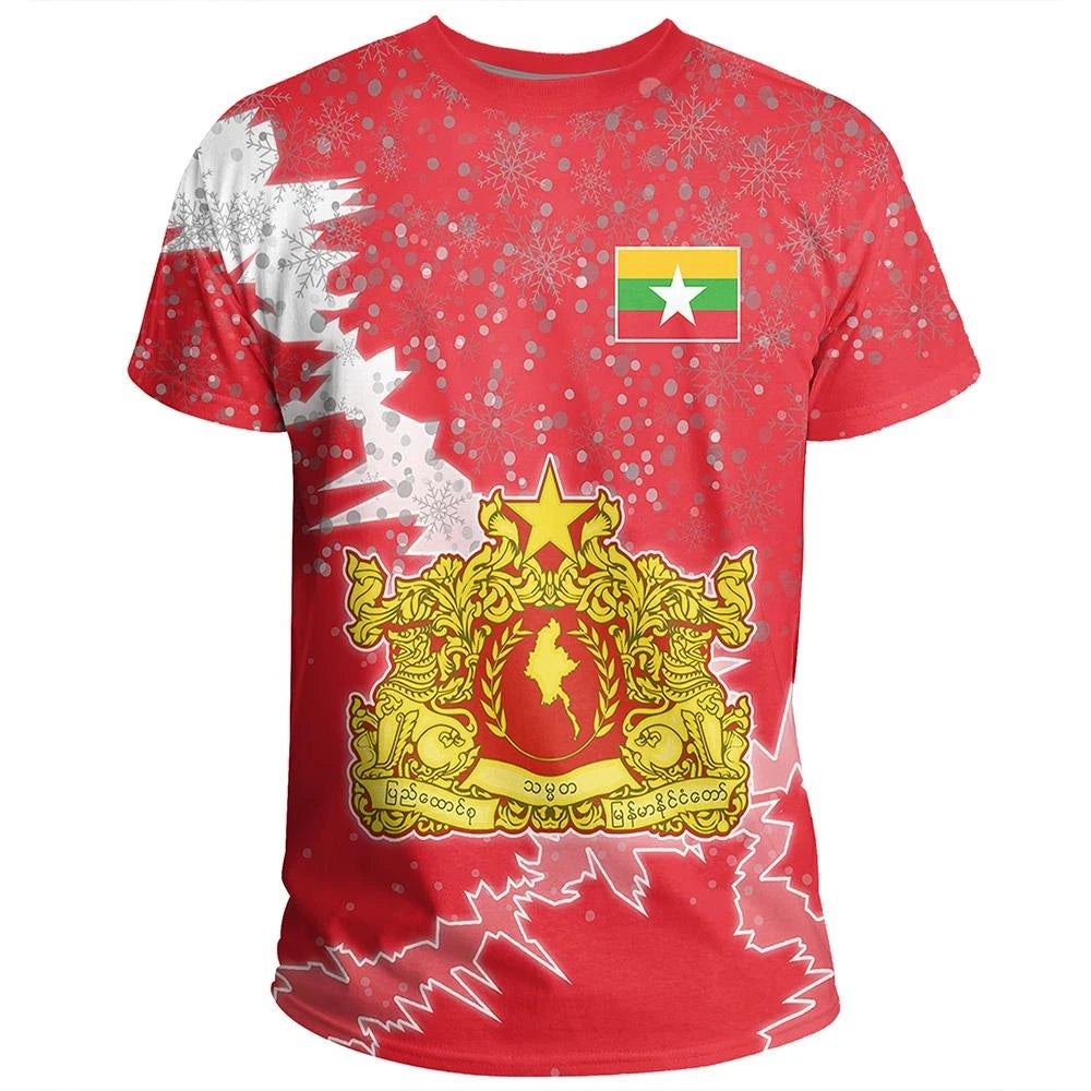 Myanmar Christmas Coat Of Arms T Shirt X Style RLT7 - Wonder Print Shop