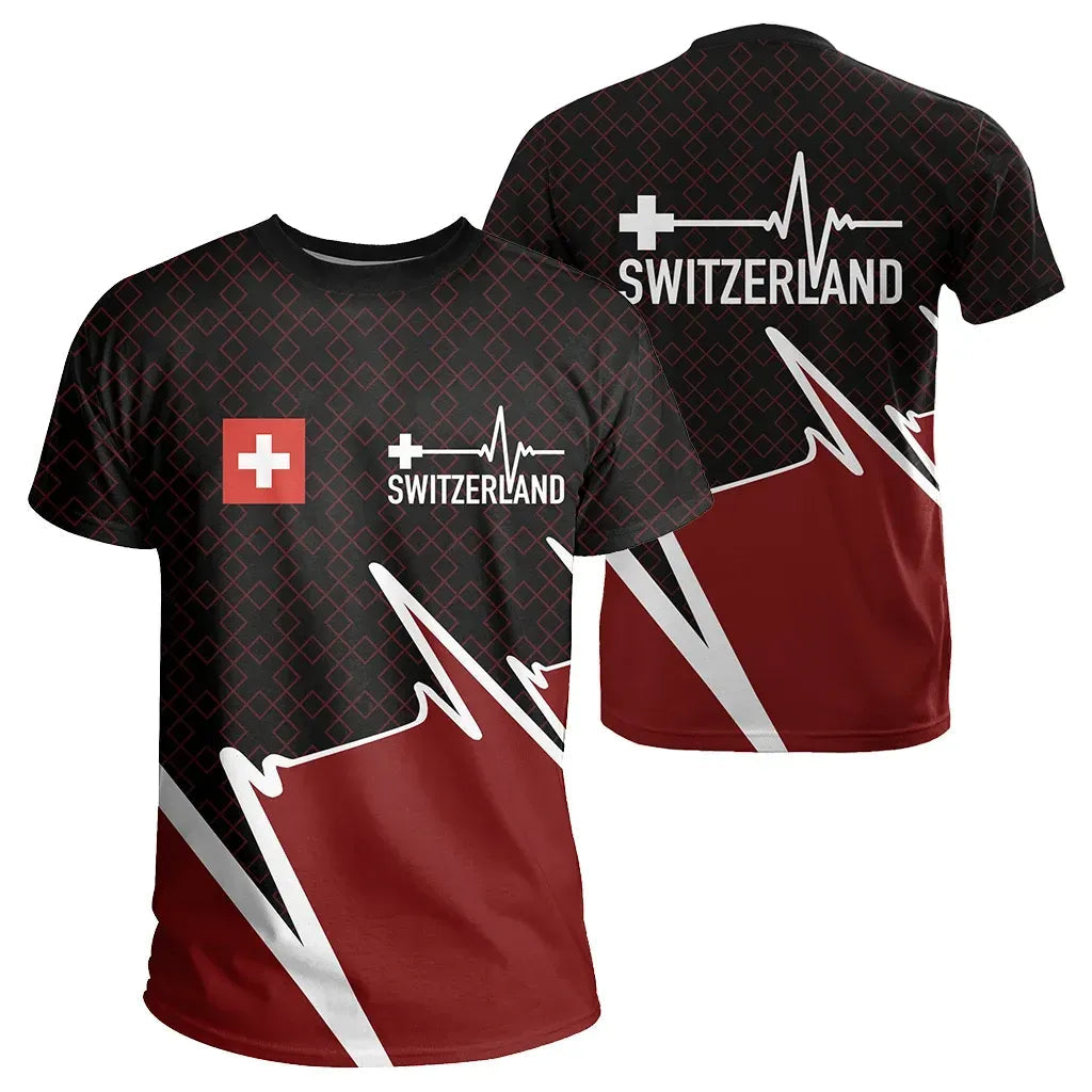 Switzerland T Shirt Switzerland In My Heartbeat RLT13 - Wonder Print Shop