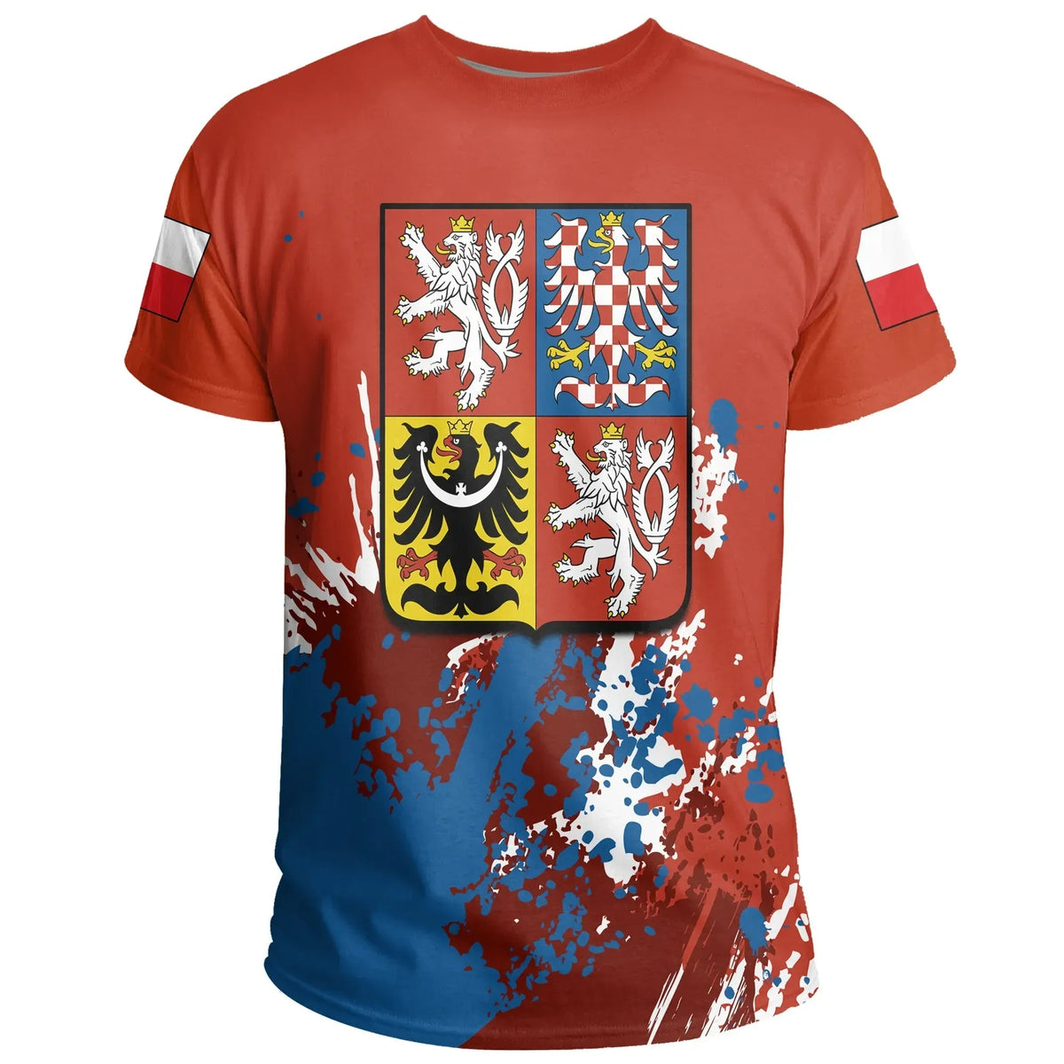 Czech Republic Coat Of Arms T Shirt Spaint Style RLT13 - Wonder Print Shop