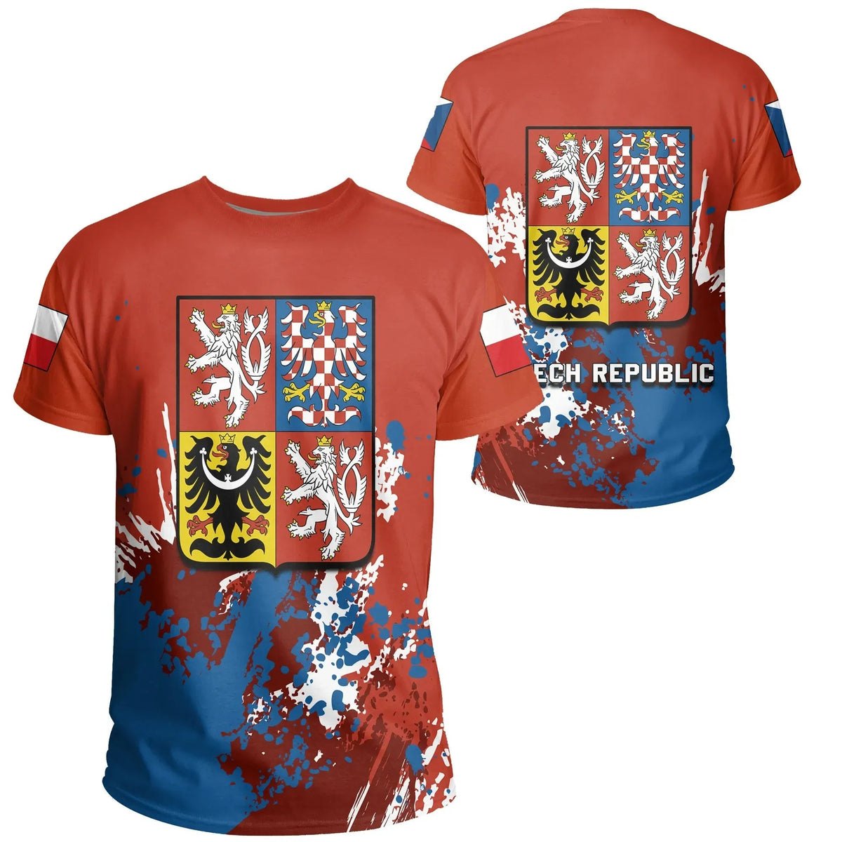 Czech Republic Coat Of Arms T Shirt Spaint Style RLT13 - Wonder Print Shop