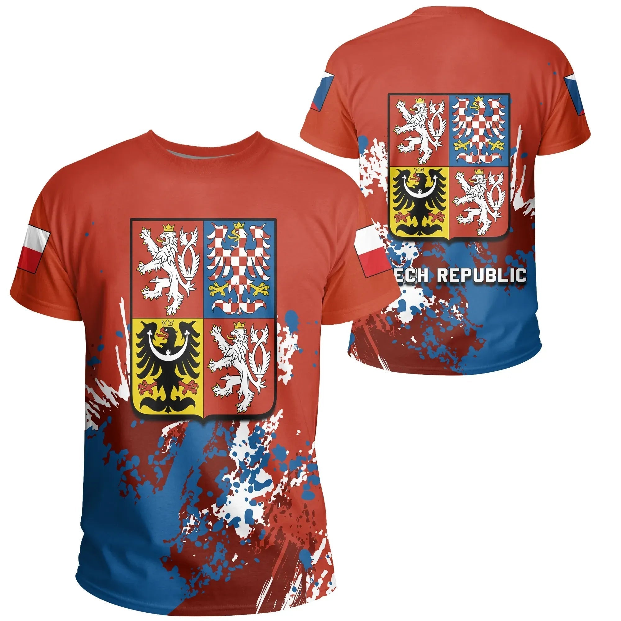 Czech Republic Coat Of Arms T Shirt Spaint Style RLT13 - Wonder Print Shop