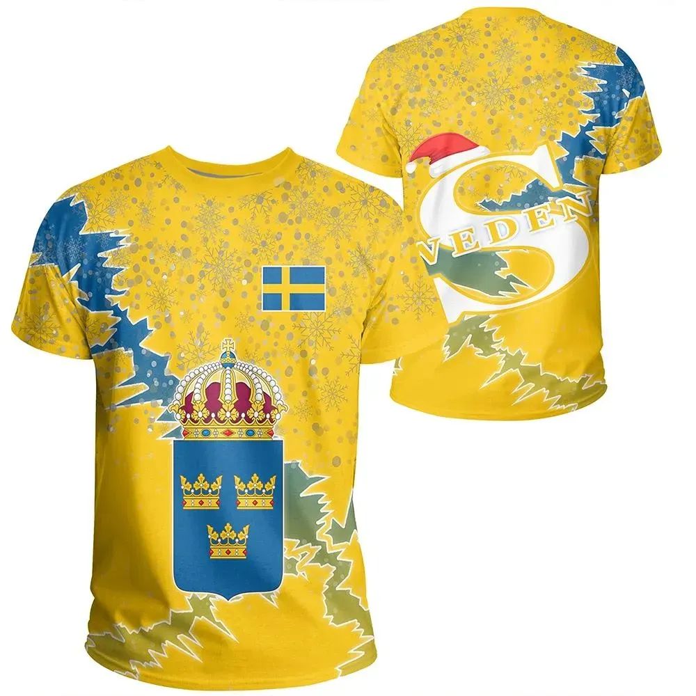 Sweden Christmas Coat Of Arms T Shirt X Style RLT7 - Wonder Print Shop