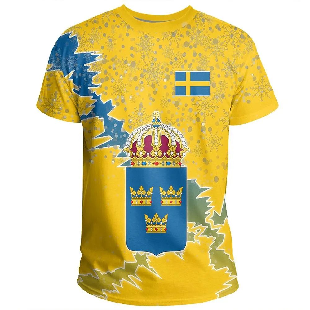 Sweden Christmas Coat Of Arms T Shirt X Style RLT7 - Wonder Print Shop